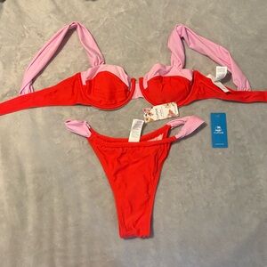 Cupshe Red and Pink Bikini Set